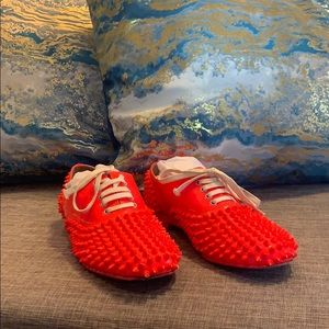 LOUBOUTIN FREDDY FLAT FLORESCENT PINK OXFORDS